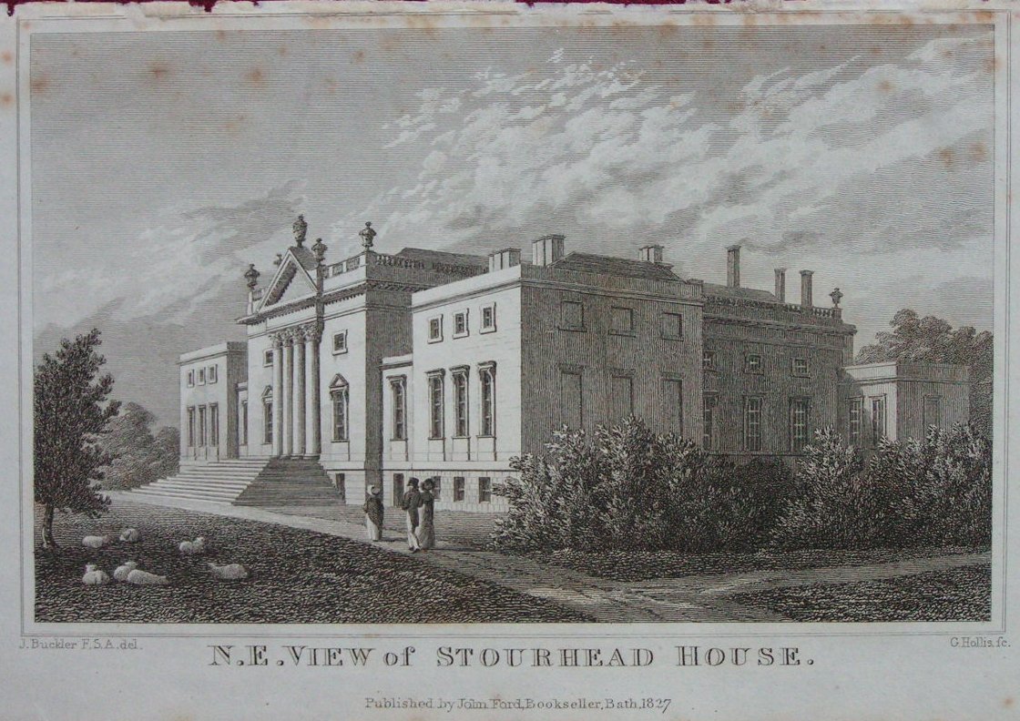 Print - N.E. View of Stourhead House - Hollis